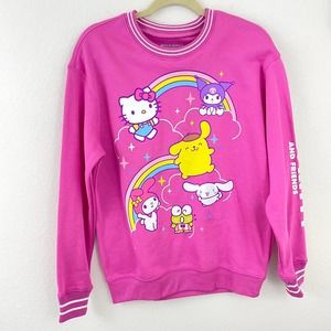 Hello Kitty Women's Spell Out Character Crew Sweatshirt Pink Size S